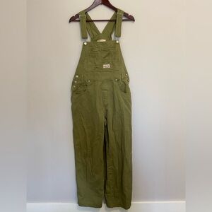 Lana Roux Womens Green 90s Retro Revolt Utility Denim Overalls - Size Large